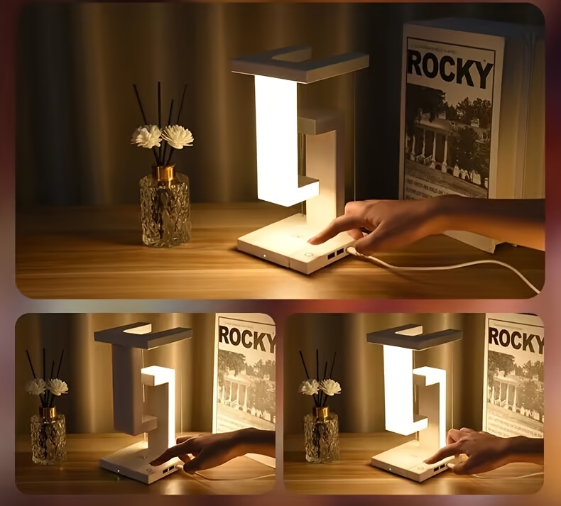 1pc new desk lamp levitating anti gravity mobile phone wireless charging led nightlight table lamp creative design wireless charging table lamp home wireless charging lamp for bedroom study office decor details 1