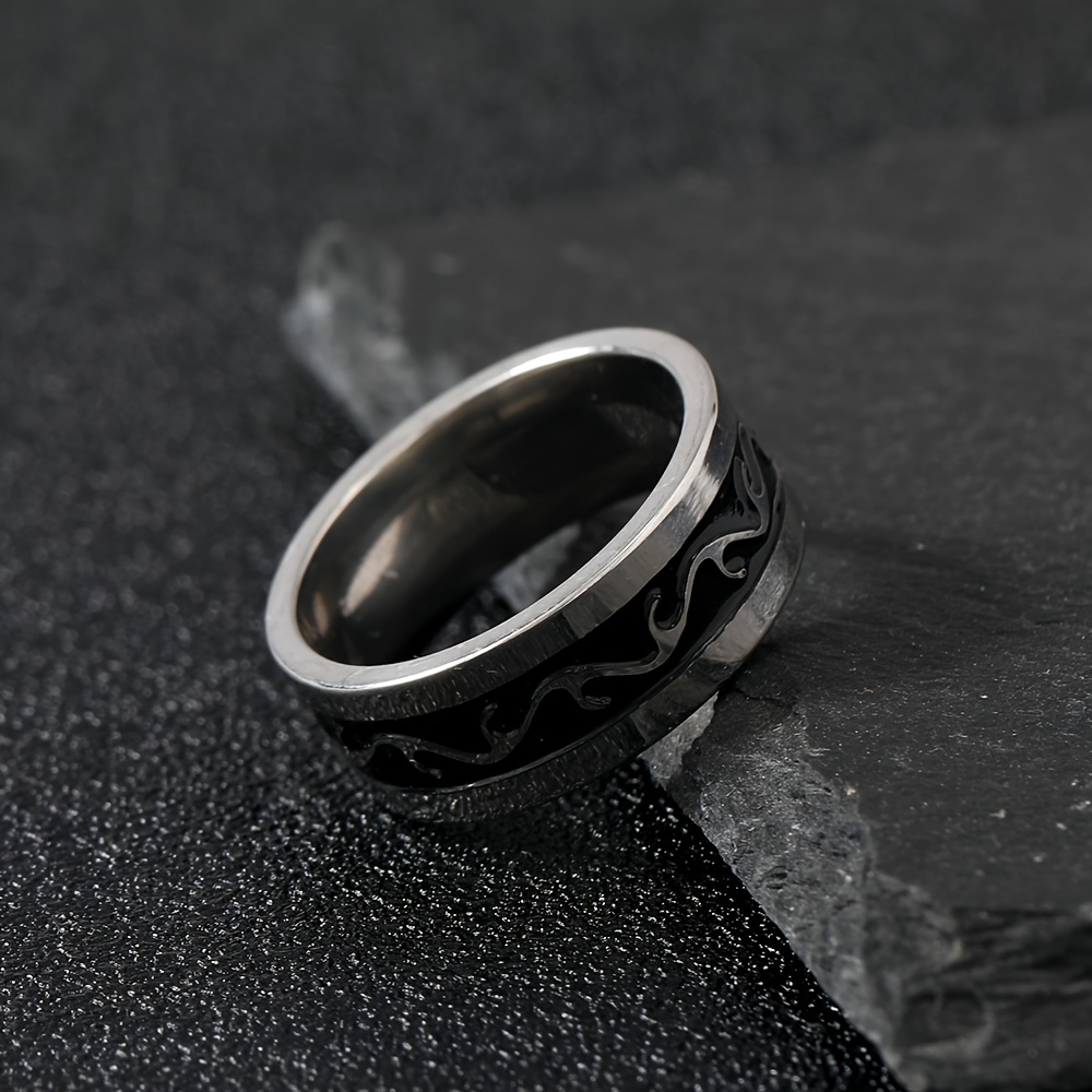 Men's Dragon Pattern Stainless Steel Rotating Ring