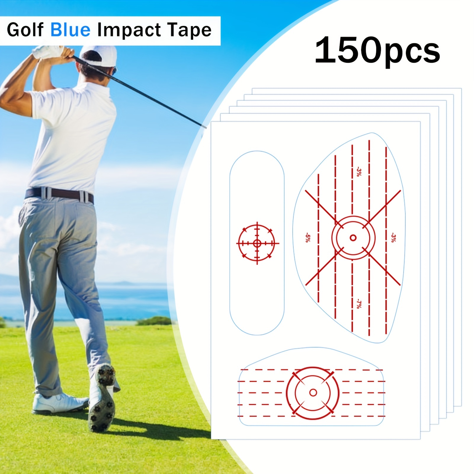 36個/150個ゴルフインパクトテープセット 自己学習スイートスポット