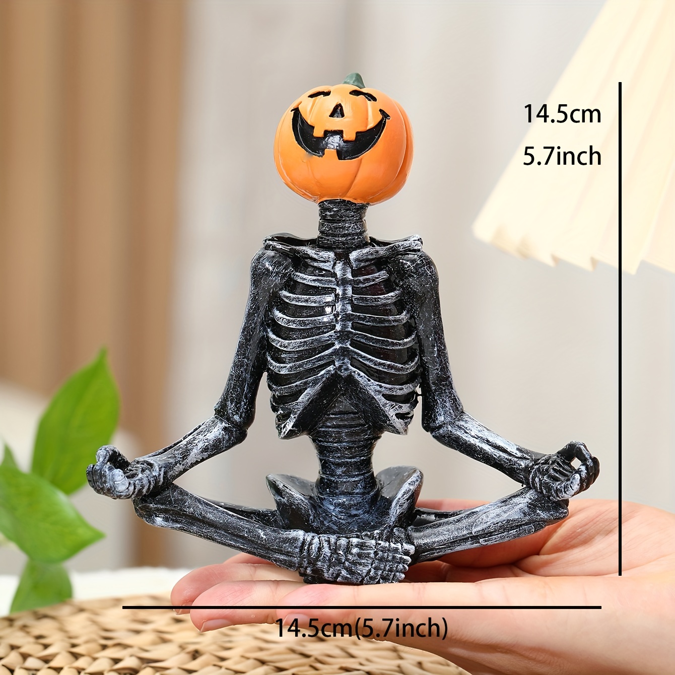 1 Stück, Halloween-Yoga-Schädel-Geist-Festival-Dekoration, Sitzende  Totenkopf-Ornamente, Kürbiskopf, Totenkopf, Kunstharz, Basteldekoration,  Szenendek
