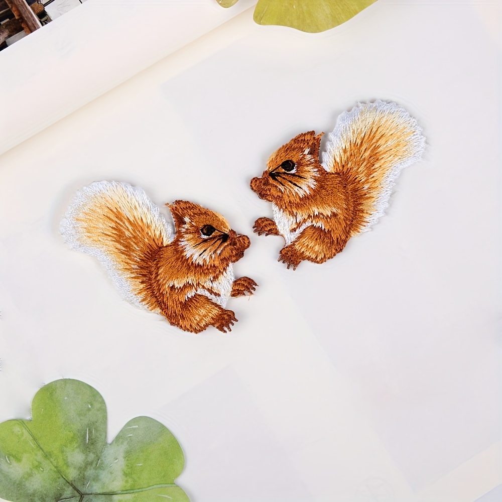 

1 Pair Squirrel Embroidered Cloth Patch For Clothing Repair And Decoration