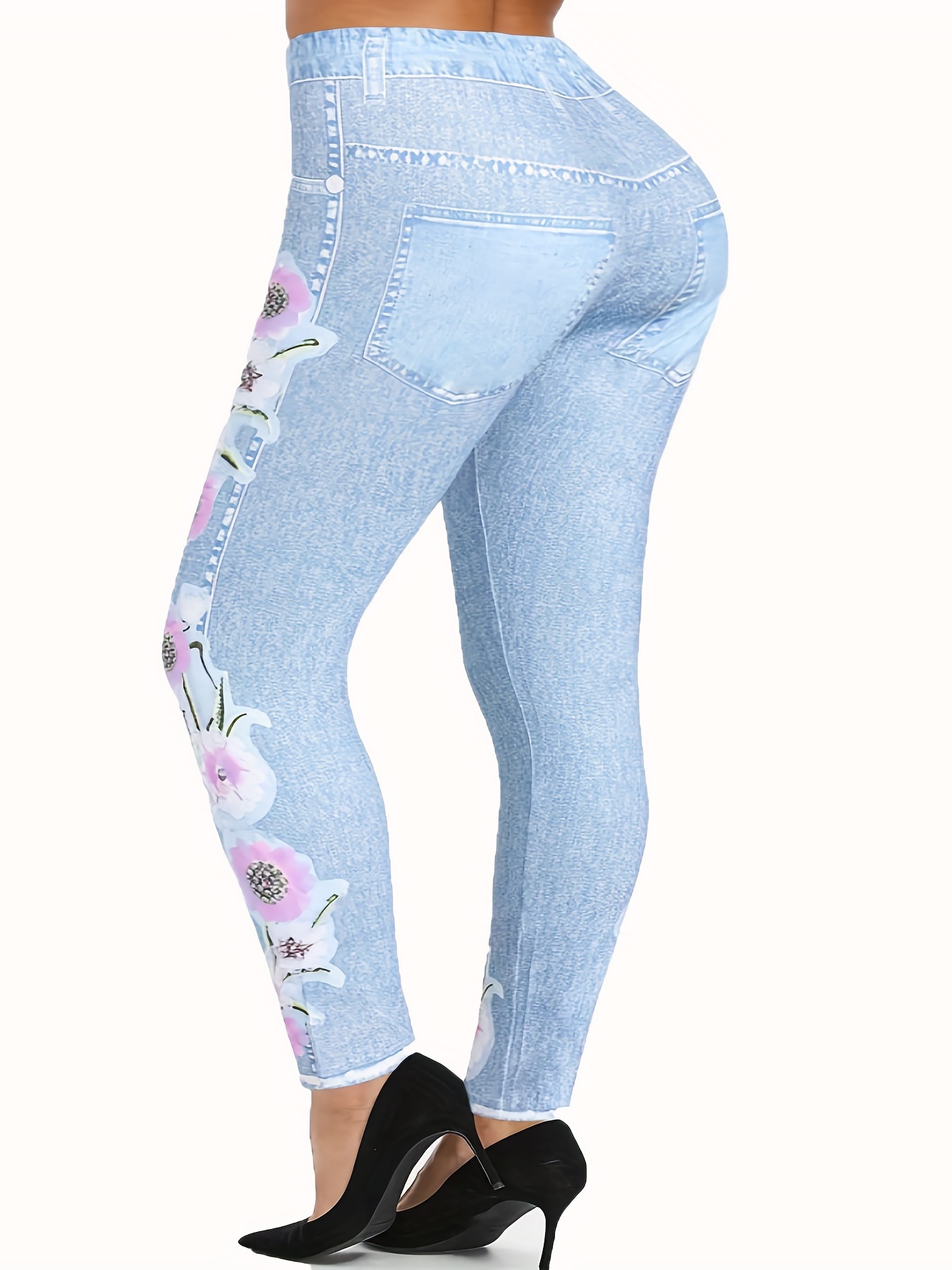  Ladies Casual Comfort Printed Stretch High Waist