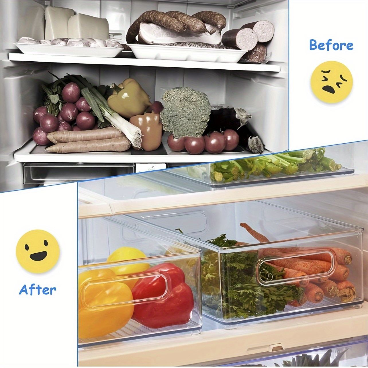 Clear Fridge Organizer Bins Set - 10 Piece Plastic Refrigerator Organizers  and Storage Bins, Clear Freezer Storage Bins, Fridge Organization Bins,  Snack Organizer Fridge Bins with Handle for Freezer 