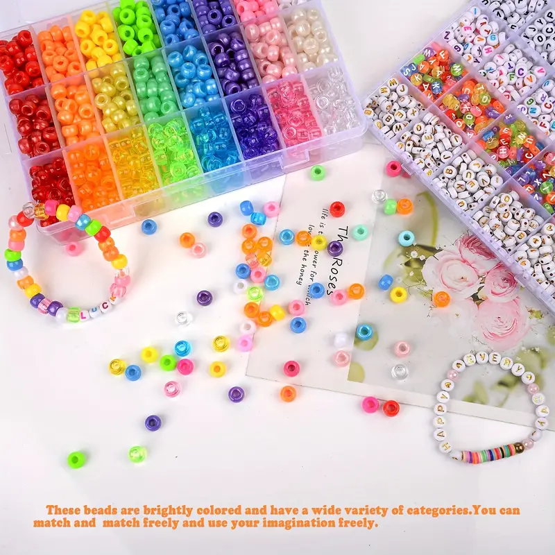 Acrylic Pony Kandi Beads Kit Large Hole Hair Beads For - Temu