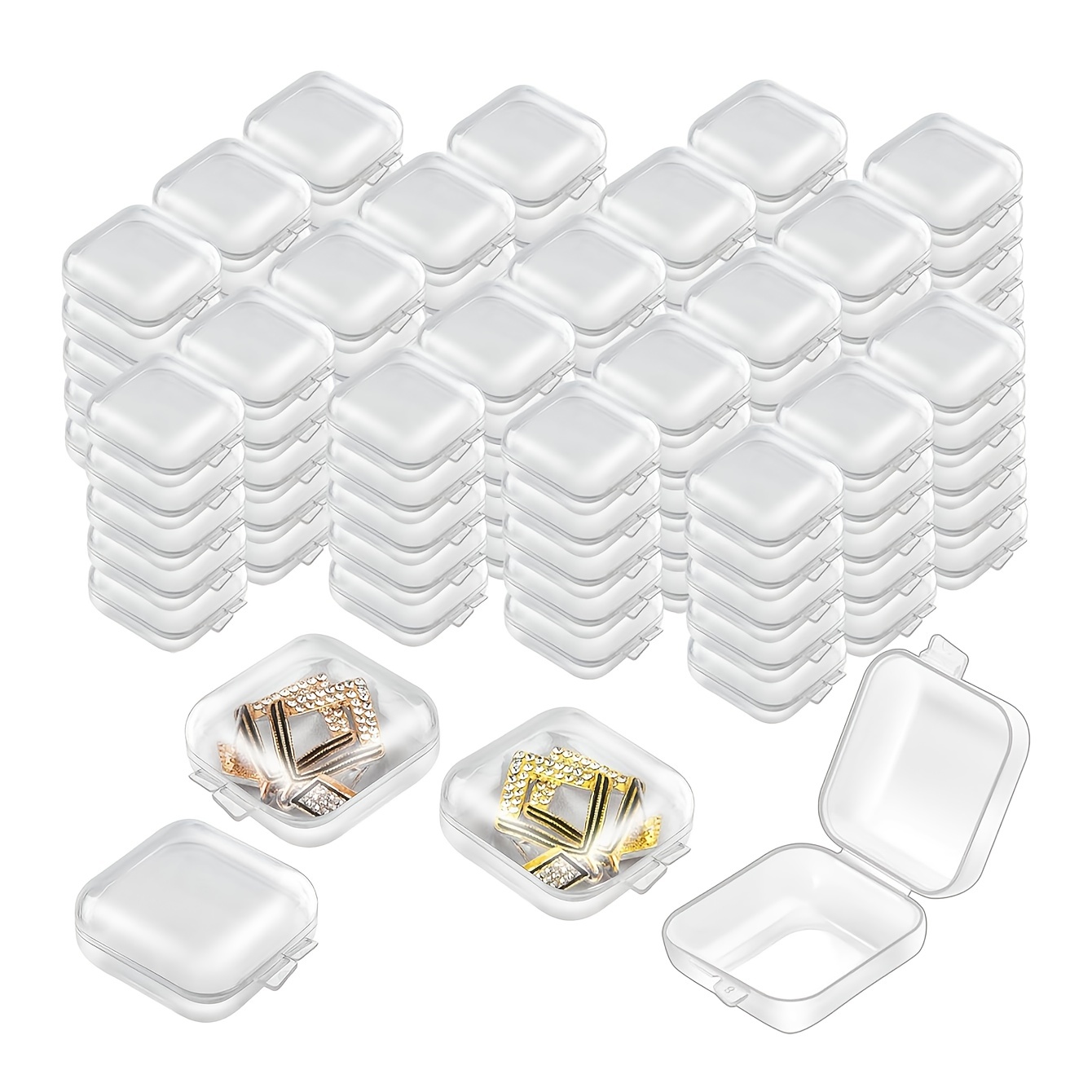 10/30 Pcs Small Boxes Square Transparent Plastic Box Jewelry Storage Case  Finishing Container Packaging Storage Box