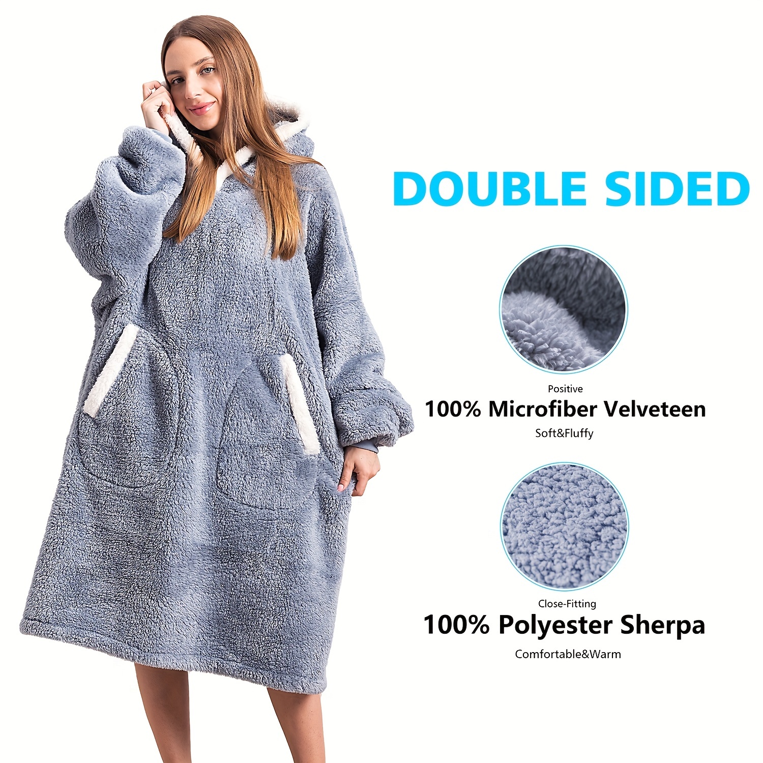Manta y capucha de gran tamaño para mujer, sudadera con mangas