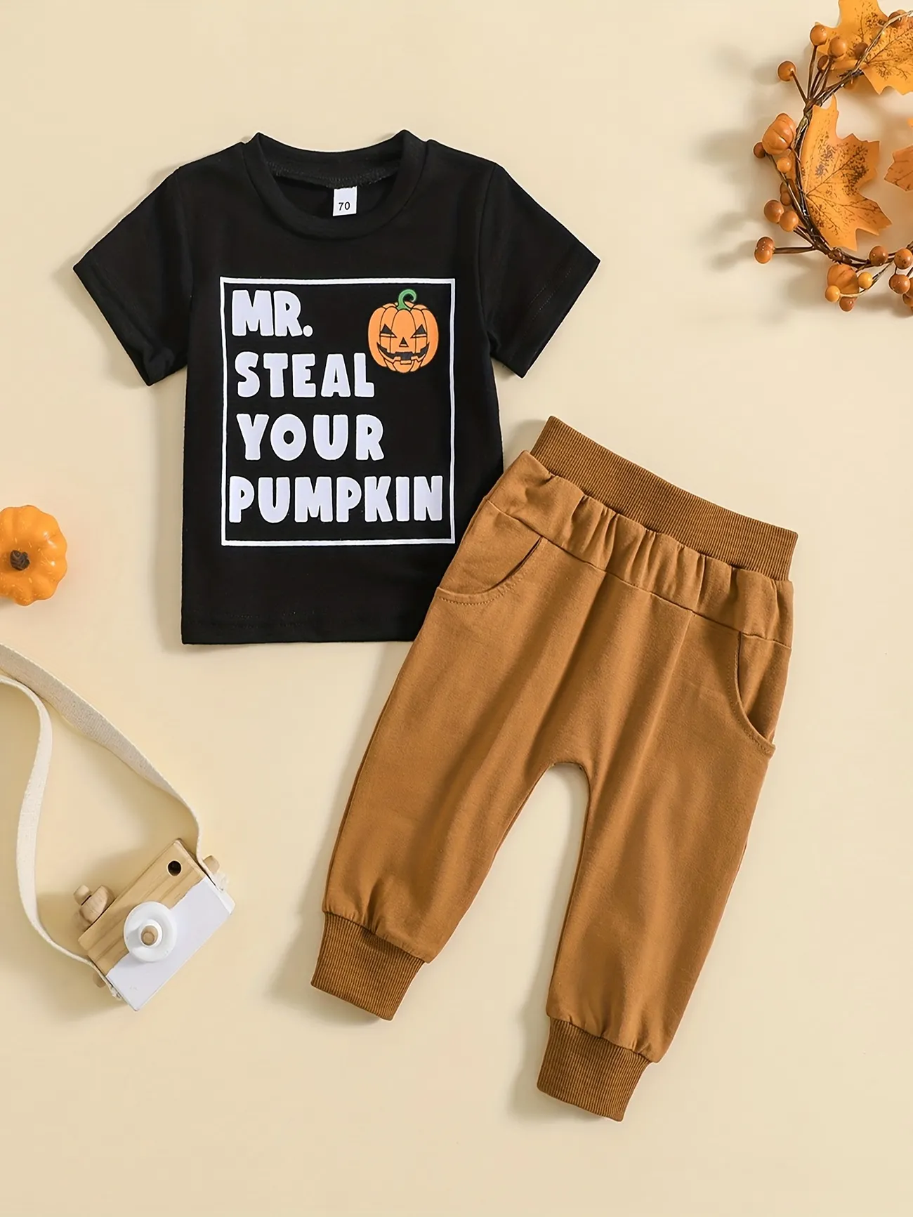 Orange Tuxedo T-Shirt with Halloween Pumpkin