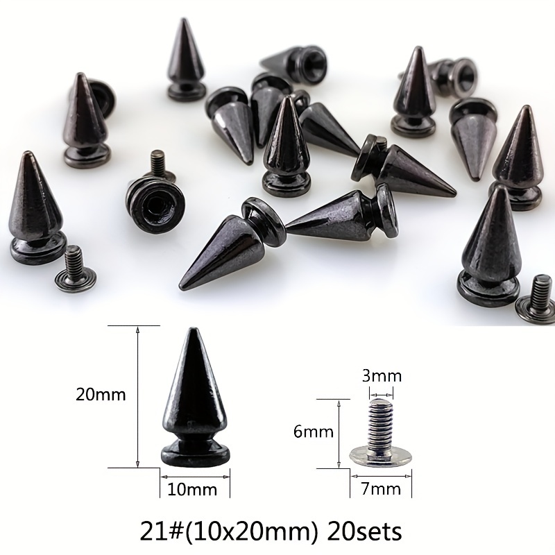 Cheerock 100pcs Black Cone Spikes Screwback Studs, 10mm Punk Style Cone  Spike Rivets, Zinc Alloy Cones Studs and Spikes for Crafts Punk Jacket