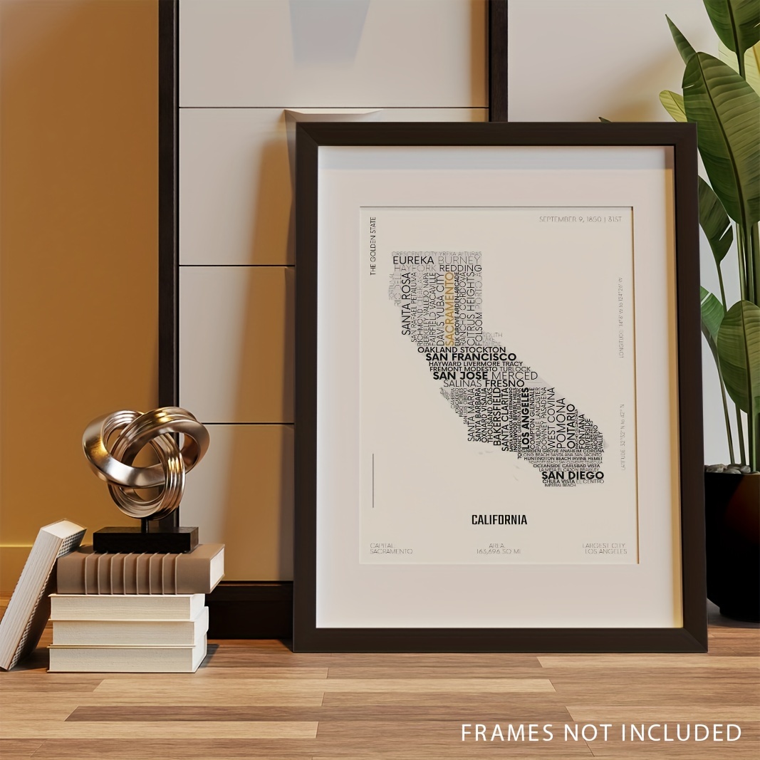 California State Letter Map Sticker, Gifts For Children, Modern Typography Art  Design, Waterproof, Removable, Kids Room Bedroom Wall Poster, A5 A4 Temu  Australia