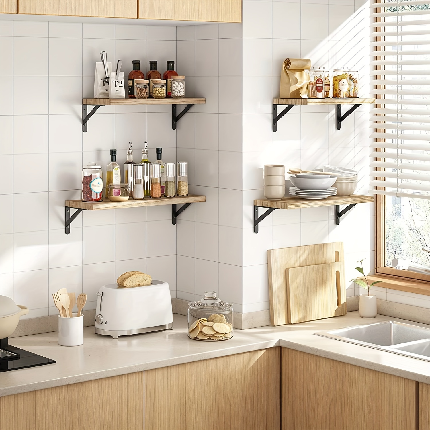 floating wall shelves kitchen