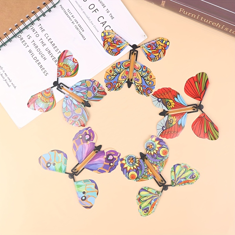 10 PCS Magic Wind Up Flying Butterfly Surprise Box in The Book Rubber Band  Powered Magic