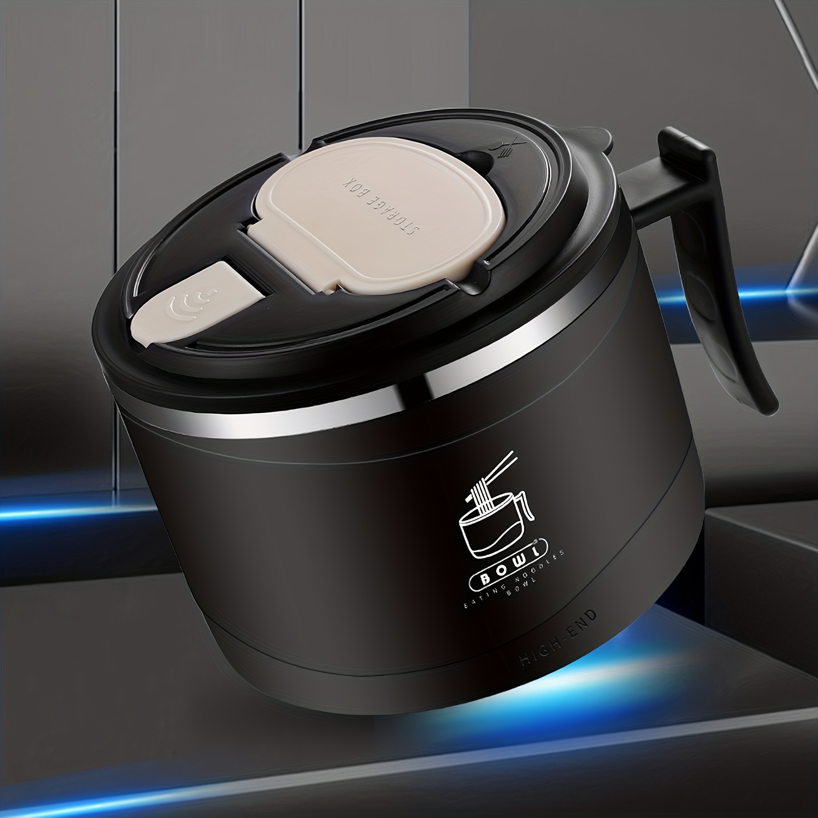 1300ml Stainless Steel Noodle Bowl Anti-Scalding Student Lunch Box