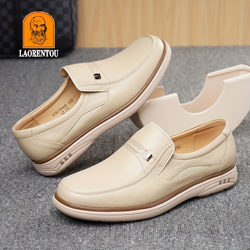 Laorentou Men's Premium Leather Horsebit Loafer Shoes, Lightweight Non-slip Casual  Shoes, Spring And Summer - Temu