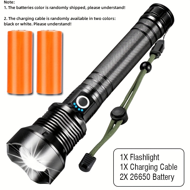 Tactical Flashlight With Zoomable Lens Rechargeable Led Headlight For  Emergencies, Patrol, Outdoor, Camping, Fishing, And Hunting Waterproof And  Powered By 18650 Or 26650 Battery Temu Australia