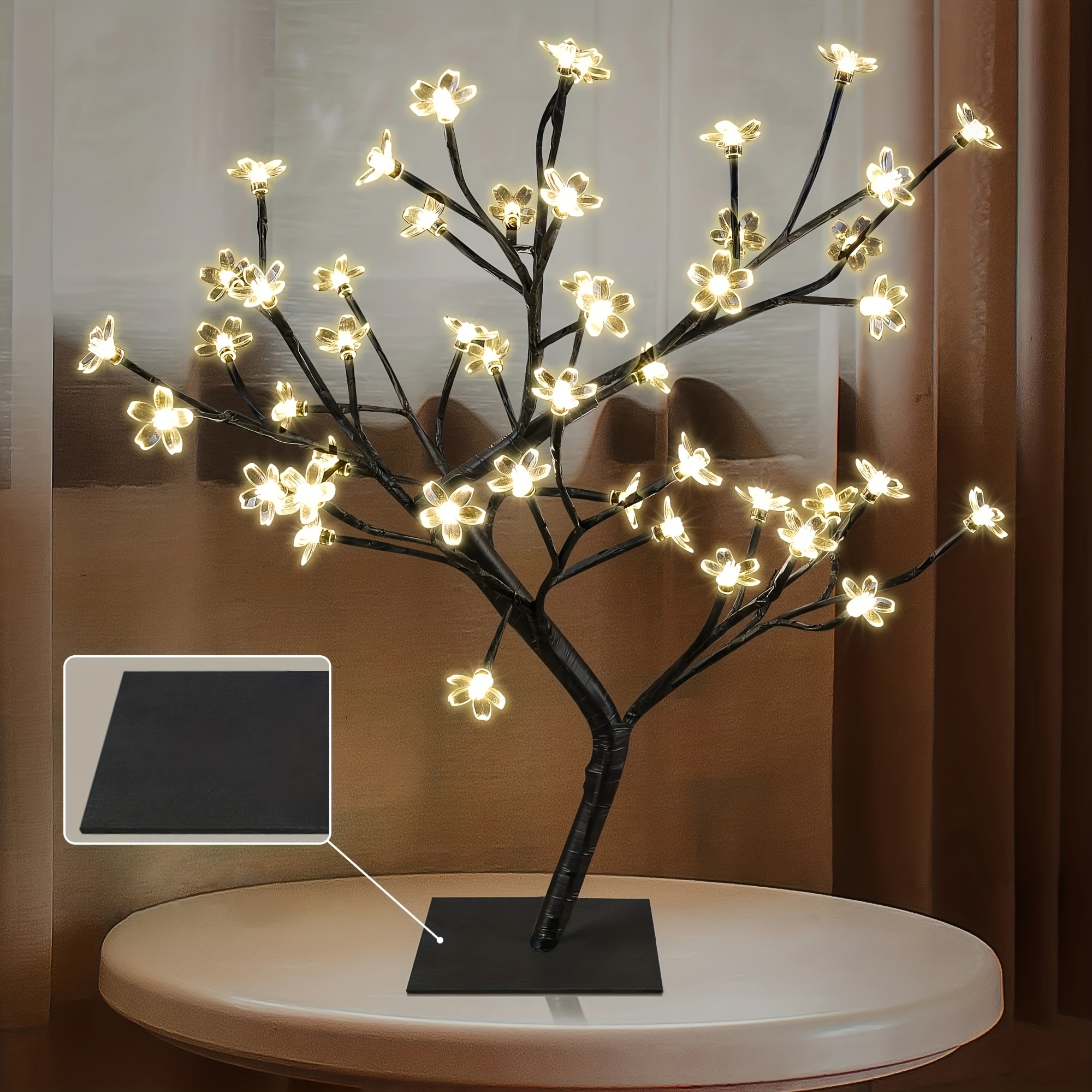 Bonsai Tree Light Artificial Tree Led Flower Cherry Blossom Light  Adjustable Branches Battery Operated for Room Decoration and Gift (Warm  White)