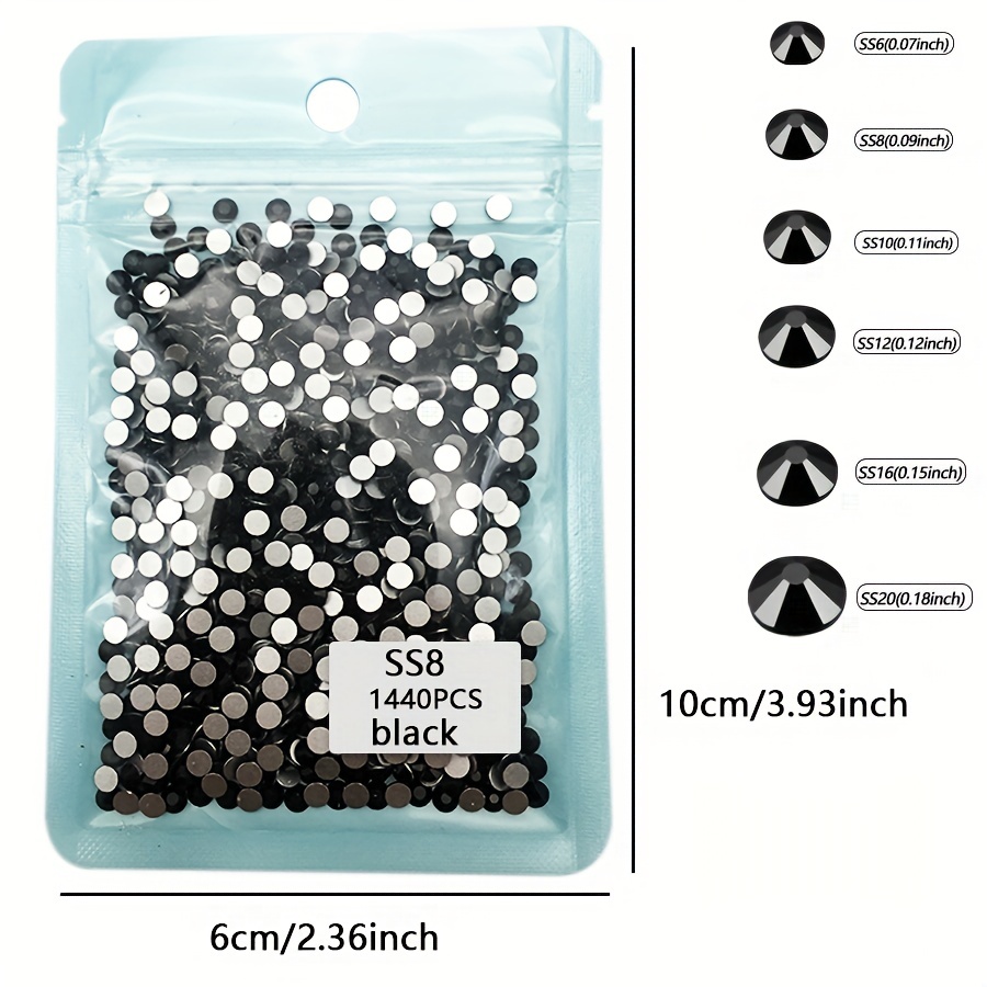  2000Pcs Black Flatback Rhinestones for Nail, 6 Sizes 3D  Decorations Glass Round Gems Crystal for Nail Art Craft Face Makeup  Tumblers Clothes with Tweezer by LOEHAVIT. : Beauty & Personal Care