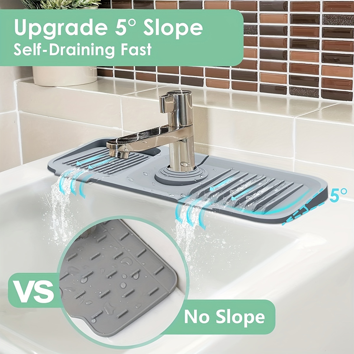 Sink Splash Guard With Slope For Self Draining Sink Faucet - Temu