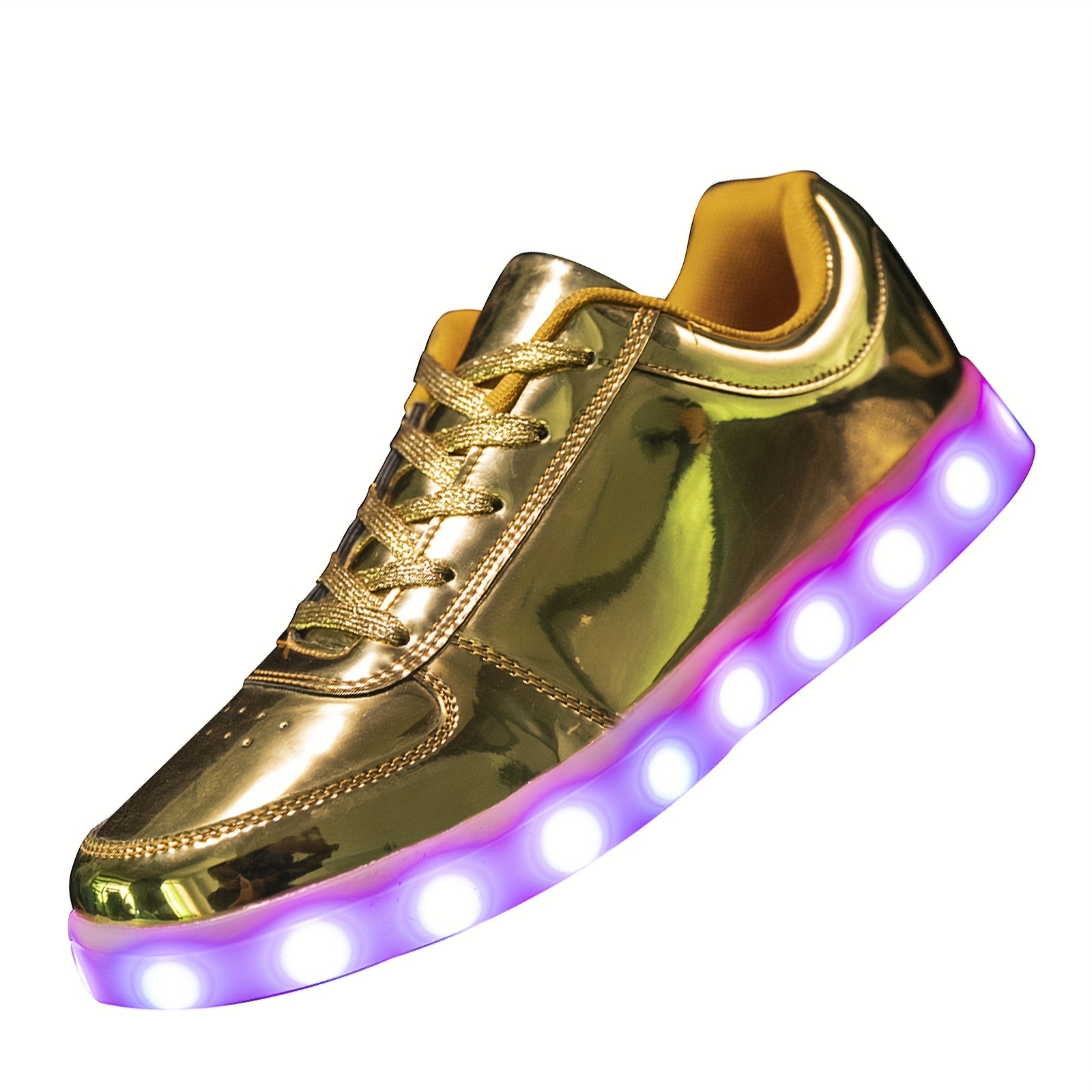  Zapatillas deportivas para bebés y niños pequeños, zapatos  deportivos con luces LED brillantes y luminosas, Dorado, Blanco : Ropa,  Zapatos y Joyería