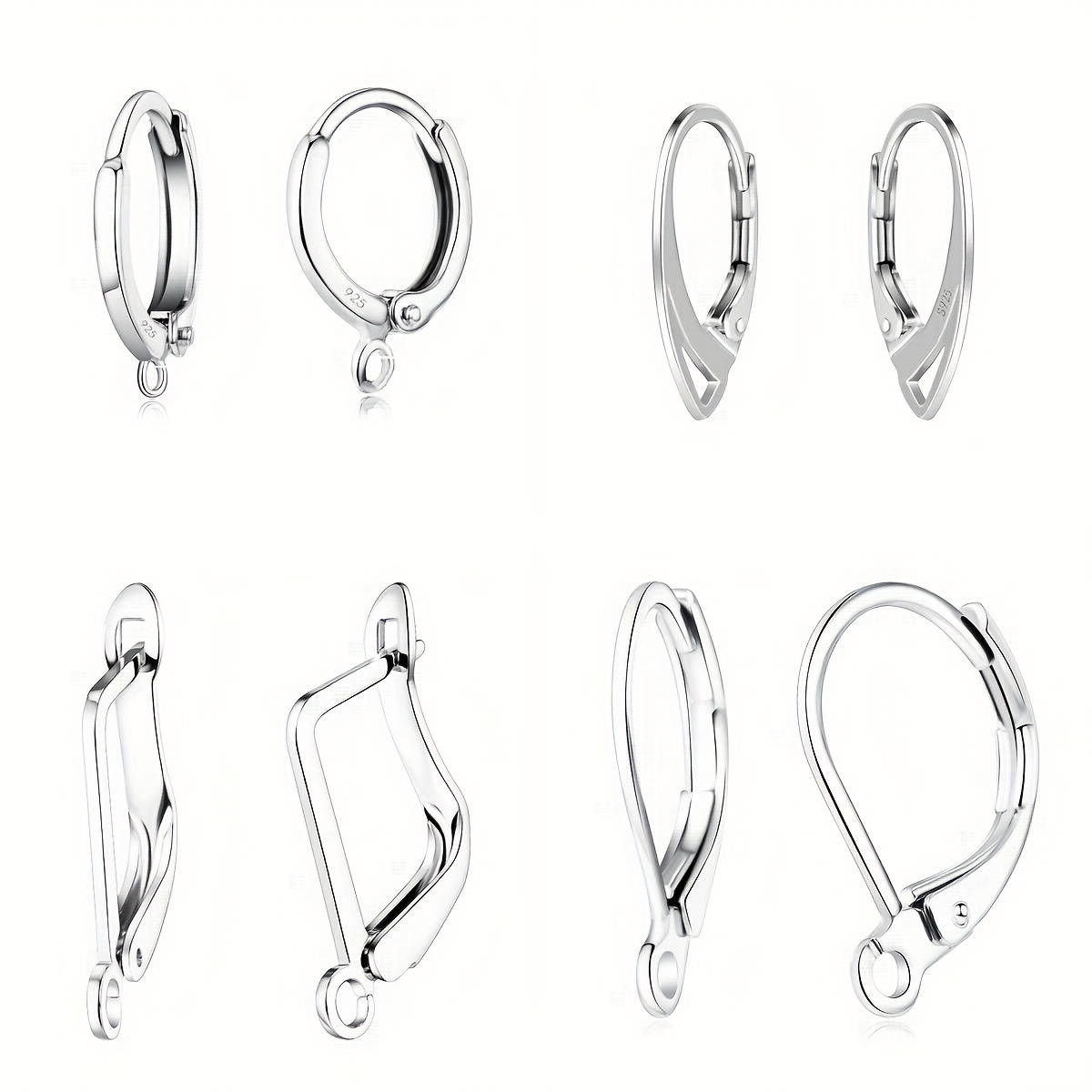 120 PCS Silver Earring Hooks Beads For DIY Jewelry Making Ear Wires  Supplies Kit
