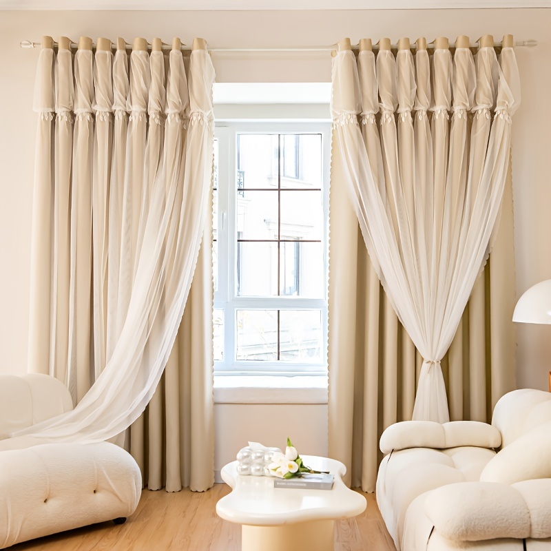 2PCS Double Layer Curtains Blackout Curtains for Bedroom Living