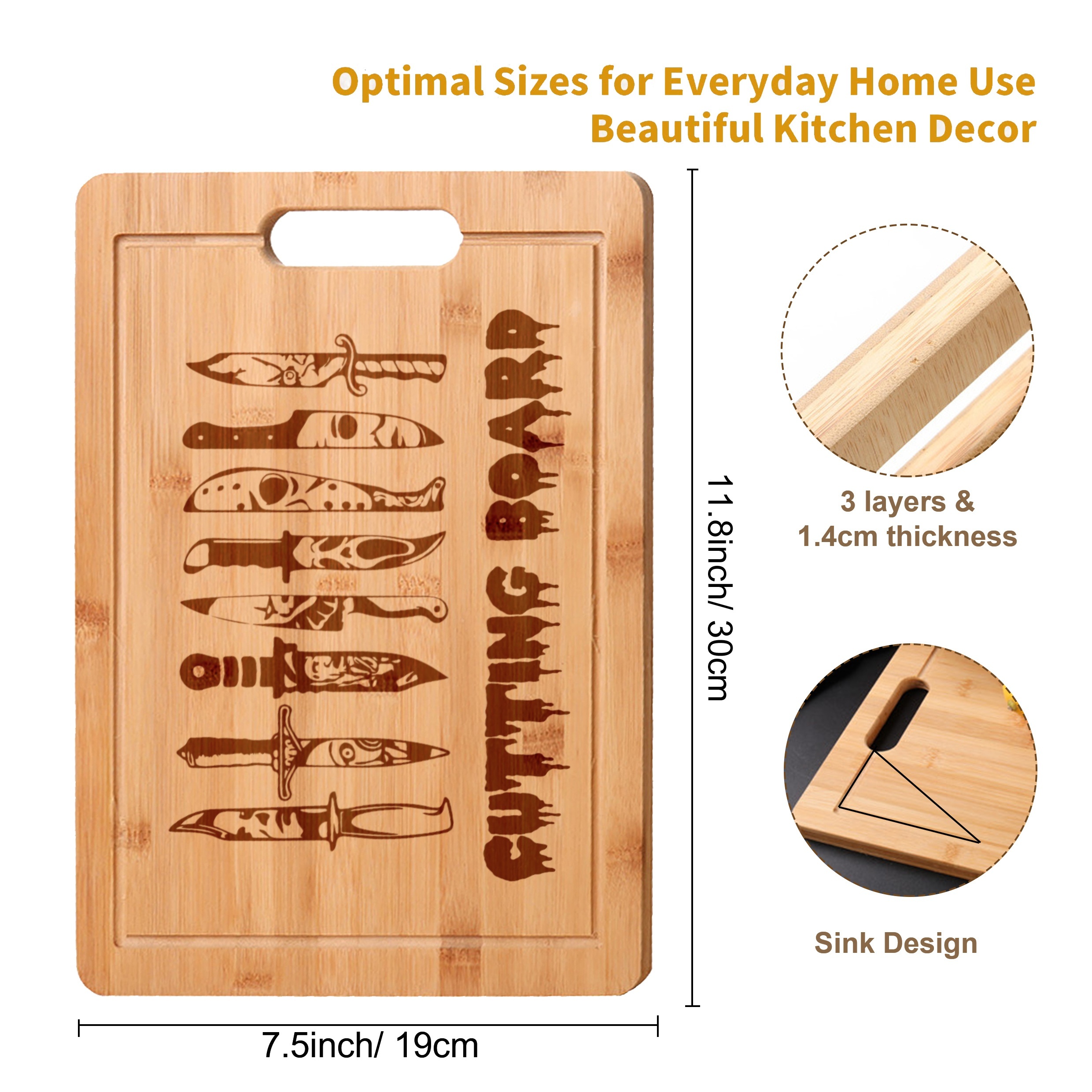 Halloween Bamboo Cutting Board, Three Layer Thickened Wooden Chopping Board,  Food Serving, Tray Funny Decorative Cutting Board, Kitchen Supplies,  Halloween Decoration, Christmas Gift, Housewarming Present, Halloween Decor  - Temu