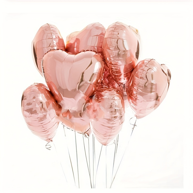 Red Aluminum Foil Balloon Rose Golden Or Rose Red Heart - Temu