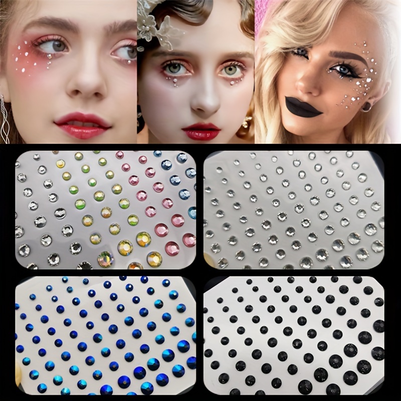 Face Rhinestones For Makeup Temporary Tattoos Eyes Eyebrow Pearl  Rhinestones For Women Glitter Gems Bindi Dots