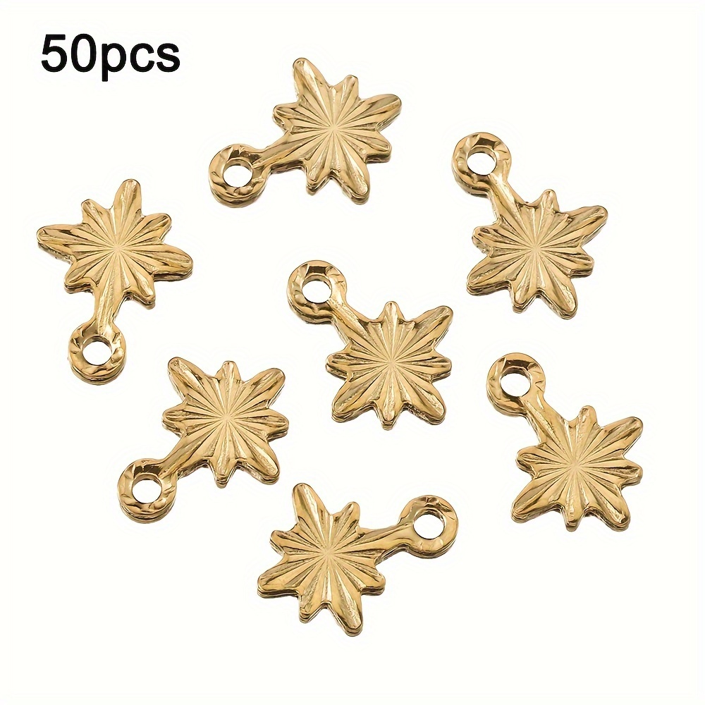 1Box 10pcs Golden Snowflake Charms, Cubic Zirconia Christmas Charm Pendants, for Crafting Bracelet Necklace Jewelry, Jewels Making,Temu