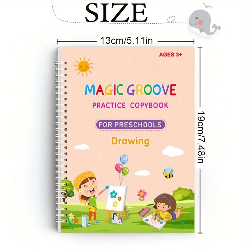 4 Large sized Reusable Groove Writing Exercise Books Magic - Temu