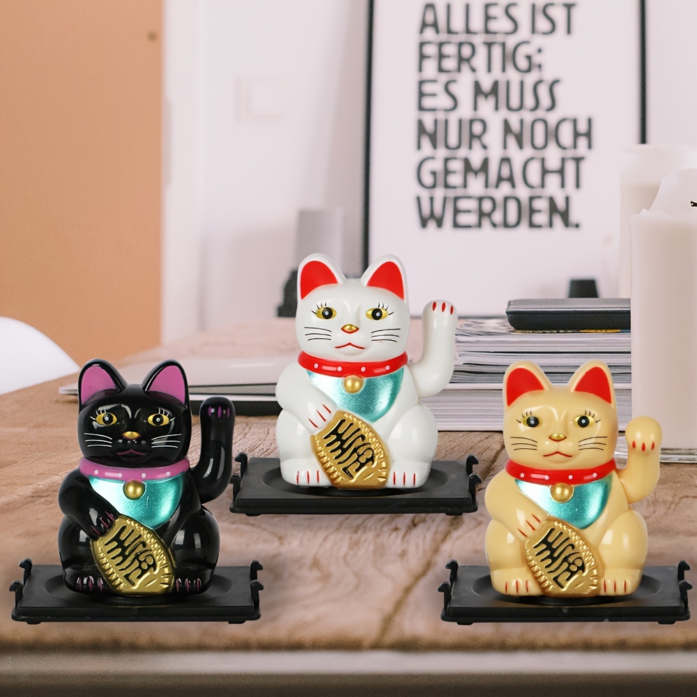 Jadeshay Lucky Cat - Winkekatze Solarbetriebene Winkekatze Glückskatze Süße  Solar Glückbringen für Schreibtisch Wohnaccessoires Dekoration (Color :  White) : Home & Kitchen 