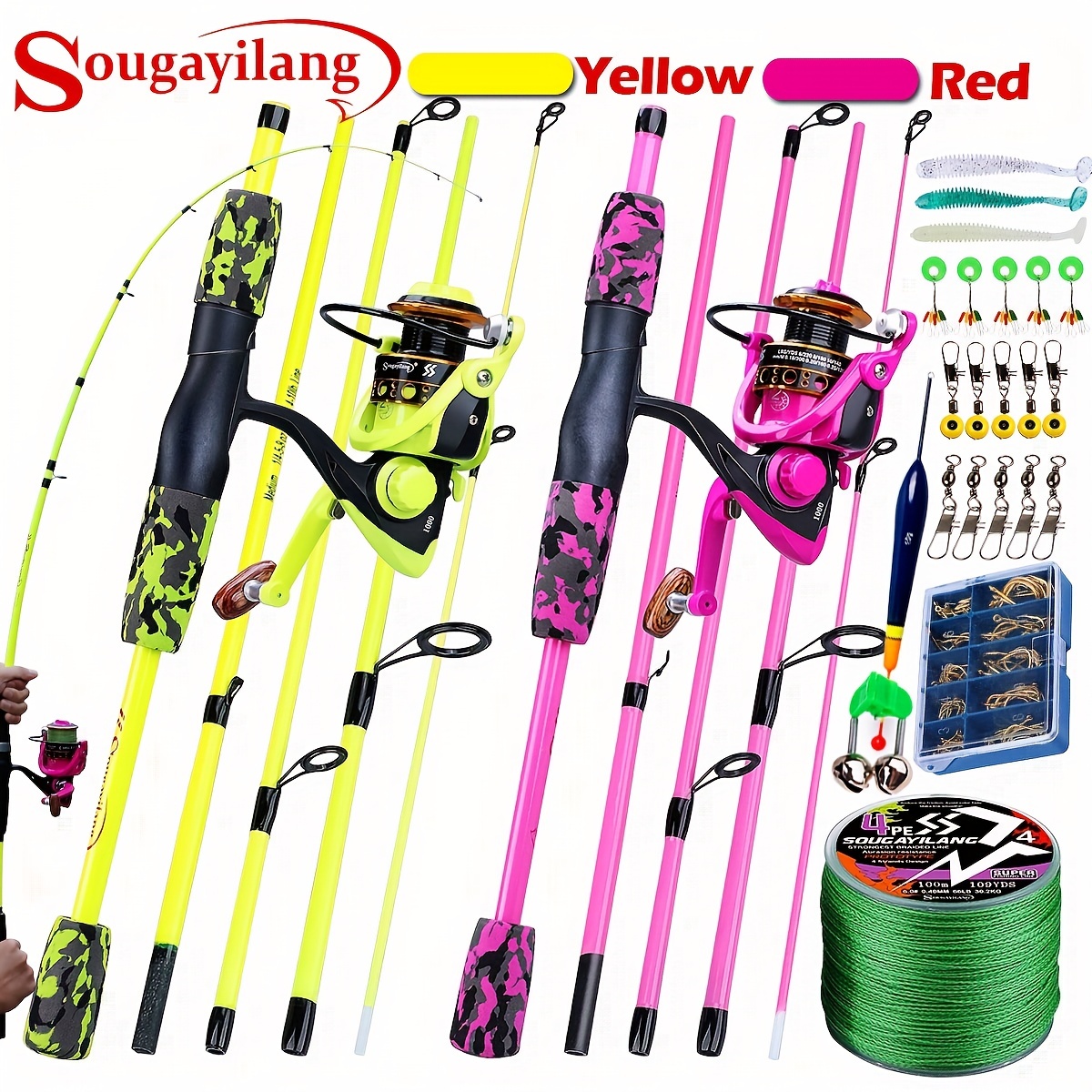 Fishing Rod Fishing Rod Combo Carbon Fiber 4 Piece Casting Rod and Baitcasting  Reel Saltwater Lure Bass Fishing Set Fishing Pole (Bundles : 1.8m and Left  Hand, Color : Rod Reel), Spinning