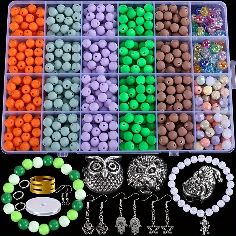 Diy Acrylic Beading Kit Cute Colorful Beads Bracelet Making - Temu