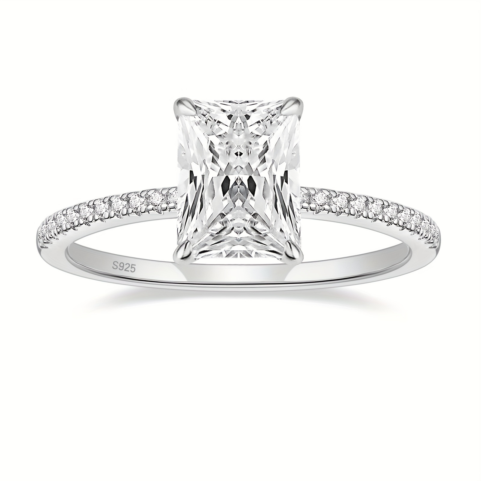 S925 Silver Inlaid With Cubic Zirconia Ring, Engagement Ring With Gift ...