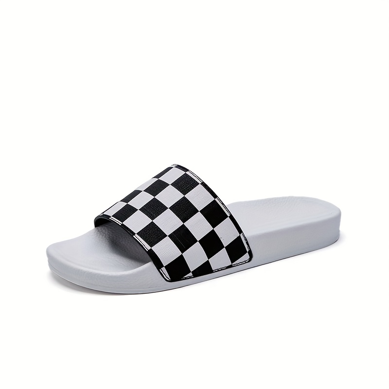 Black and sale white checkered slides