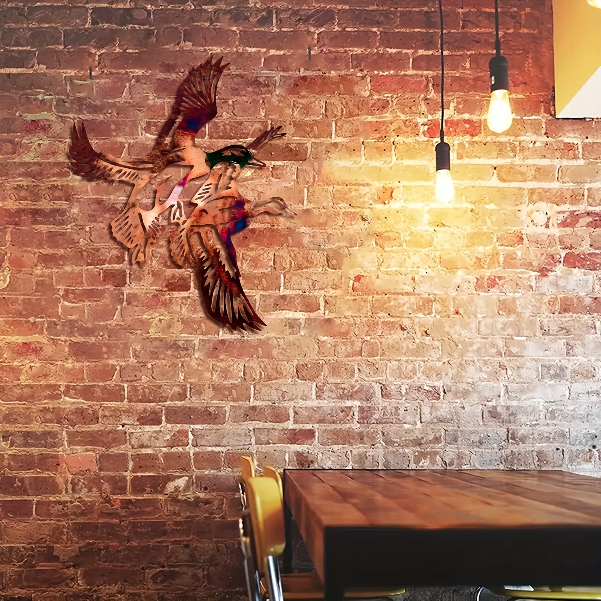 Mallard Ducks Flying Pair Wall Art Metal Wall Sign Aesthetic