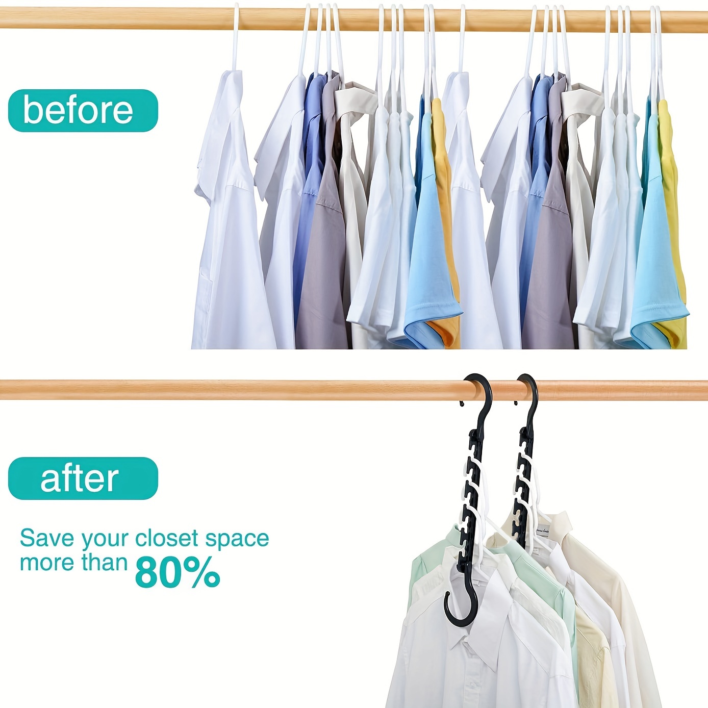 Clothes Hangers Space Saving Cascading Plastic Hanger Organizer Magic Hangers  Closet Space Saver, 8 Pack 