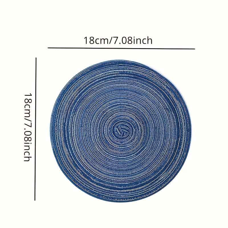 Round Braided Placemats Thick Woven Placemats Washable Circle Place Mats  Non Slip Table Mats for Dining Table Blue - Blue