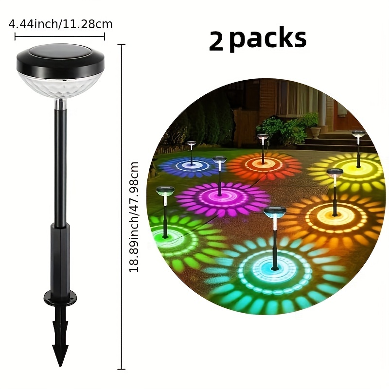 Solar Path Lights Warm And Colorful Led Colorful Gradient Temu New