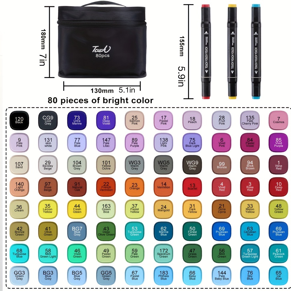  chfine Artist Marker Set - Dual Tip Permanent Sketch Markers -  Ideal for Artists Adults Kids Drawing Crafts Gifts : Office Products