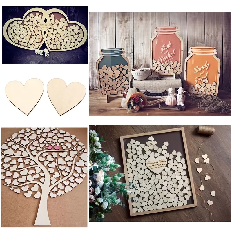 3-100Pcs Unfinished Wooden Hearts Blank Wood Slices 1cm-10cm Wooden DIY  Crafts