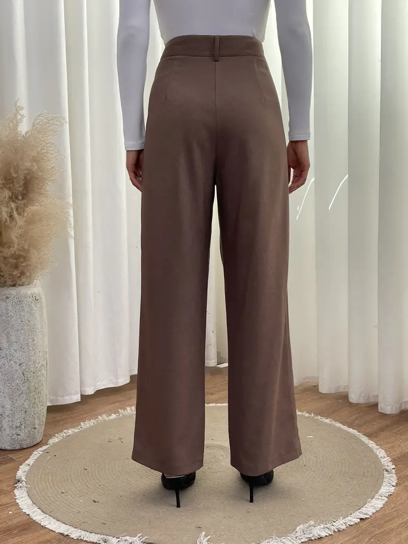 Pantalones Botón Sólido Delantero Elegantes Pantalones - Temu Chile