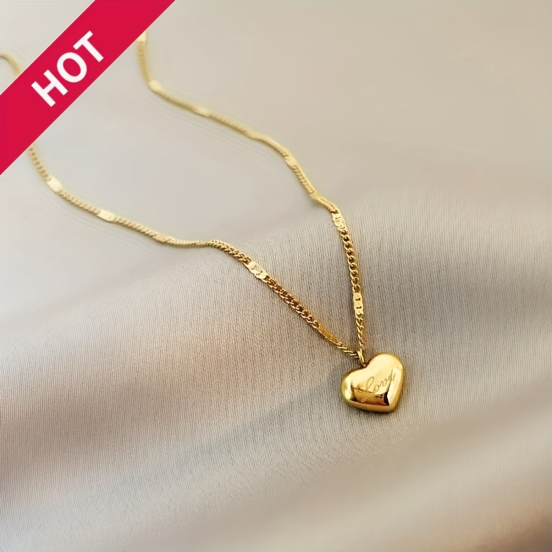 

Heart Temperament Gold Plated Stainless Steel Pendant Fashion Necklace Lover Gift