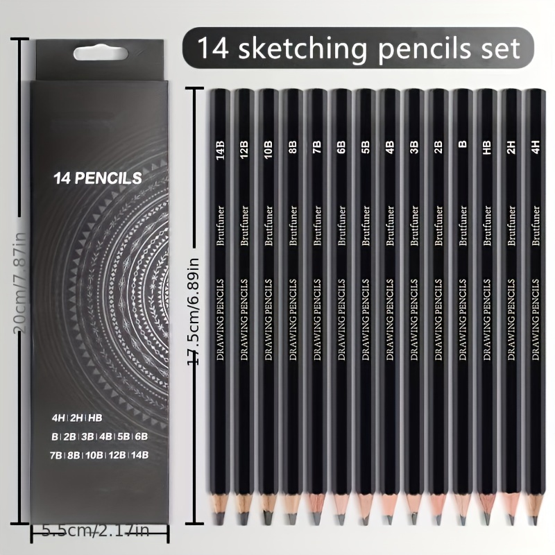 Set Of 14 Sketch Art Drawing Pencil 6H-12B Pro Sketching Pencils for Artist