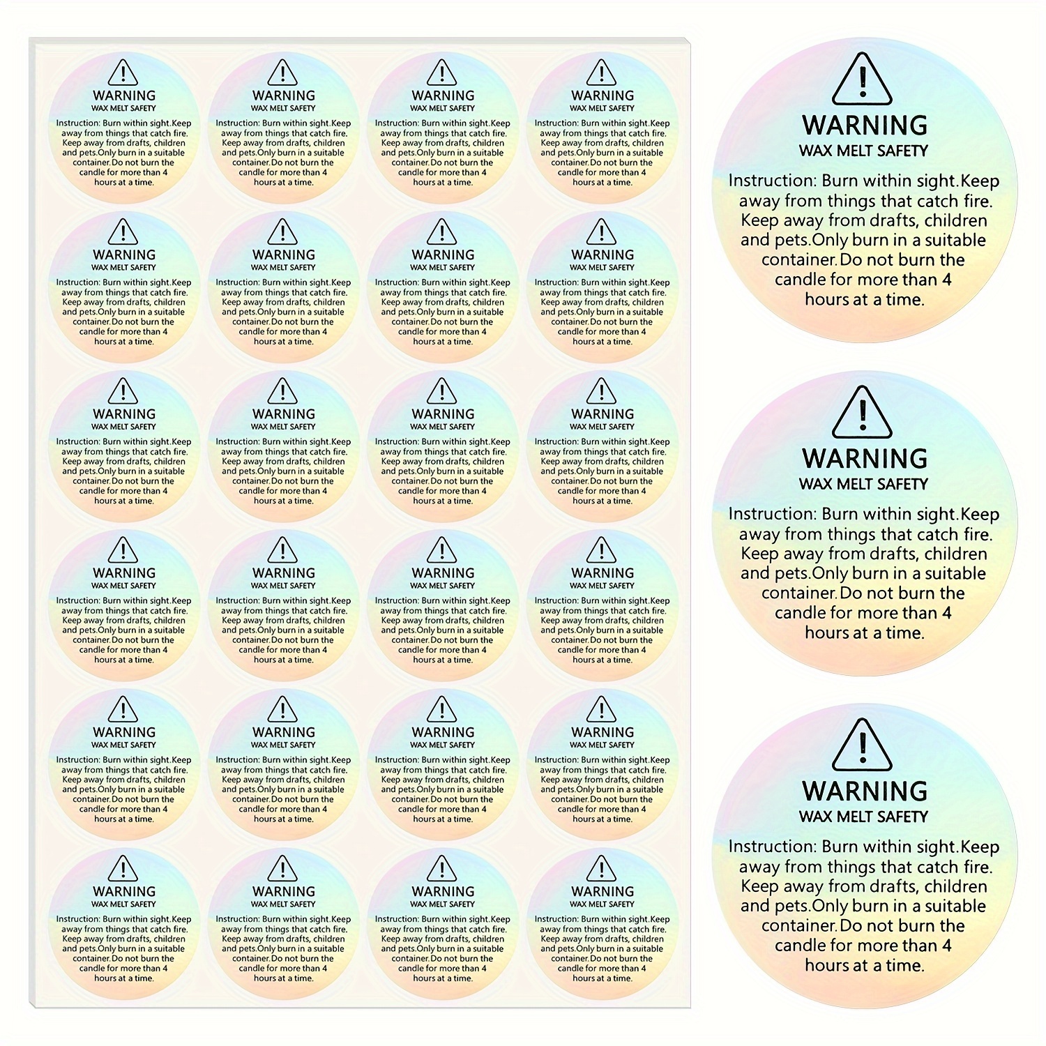 Holographic Candle Warning Labels For Jar Container Wax - Temu