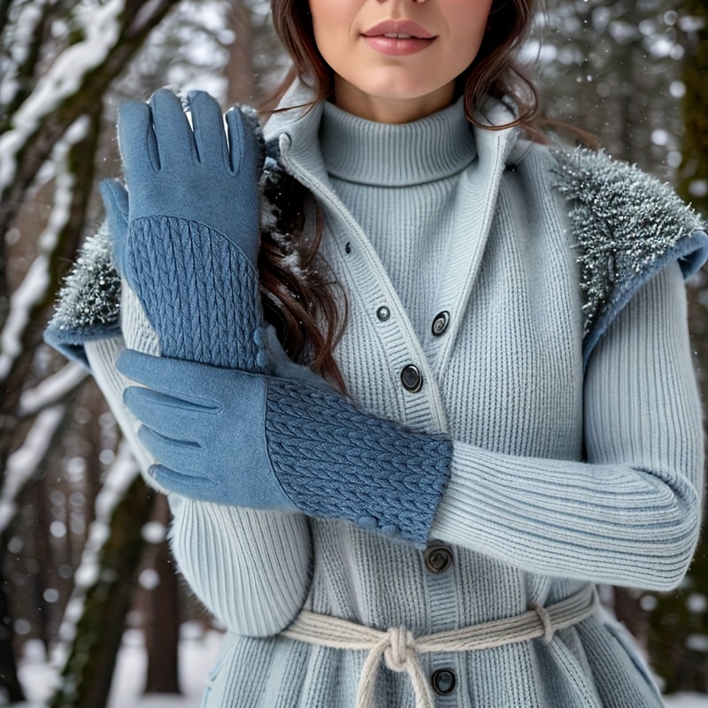 Outdoor Five finger Gloves Women's Casual Woolen Warm Gloves - Temu