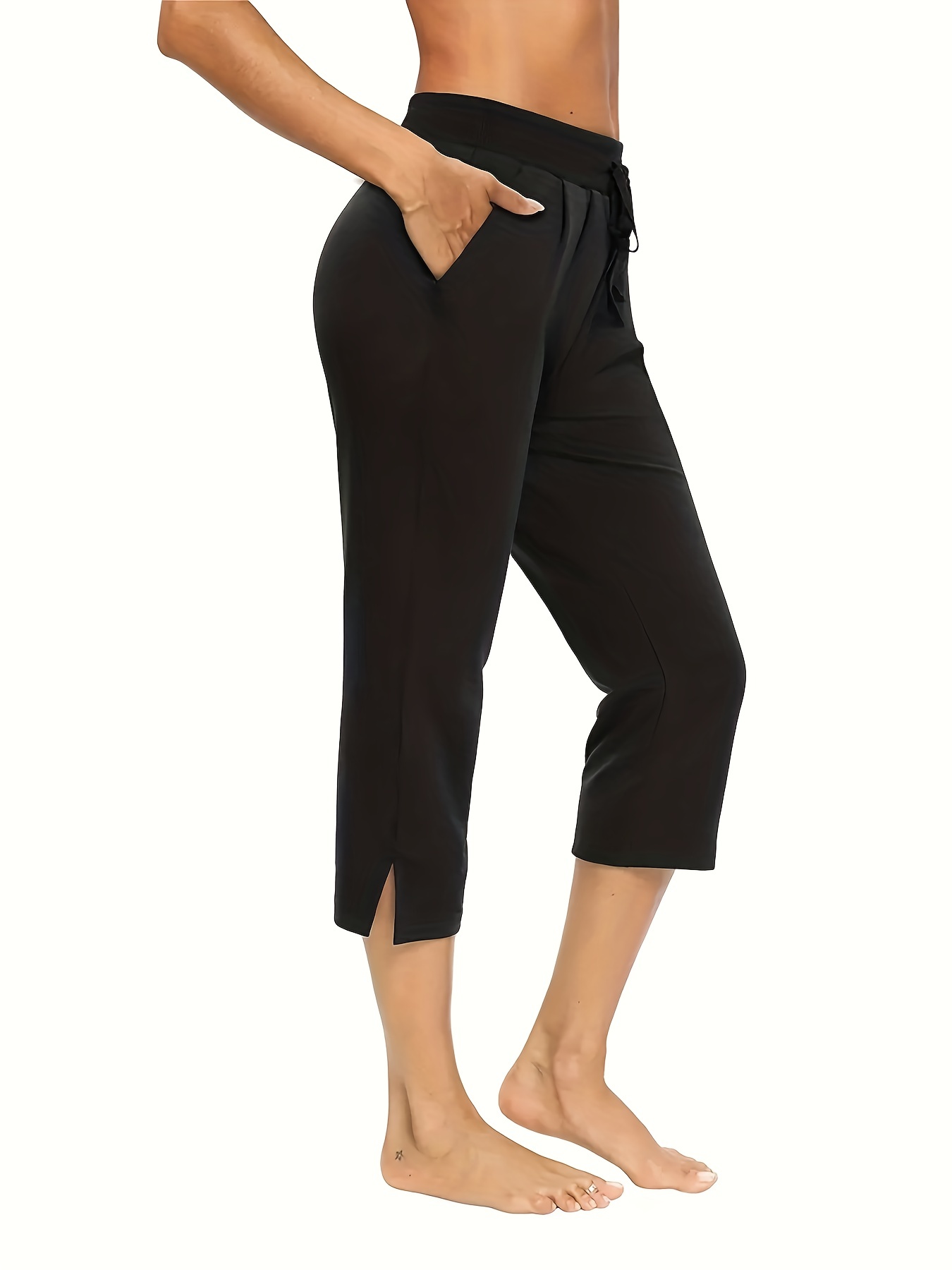 Brand Flex Women's Cotton Plain Capri, Capri Pants Loose Yoga
