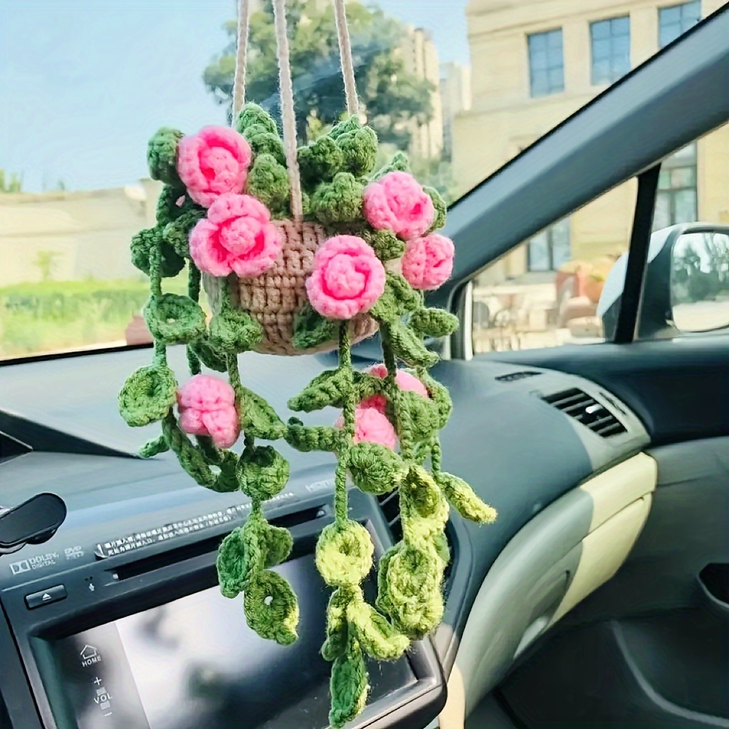 Car Rear View Mirror Hanging Accessories Artificial Crystal Flower