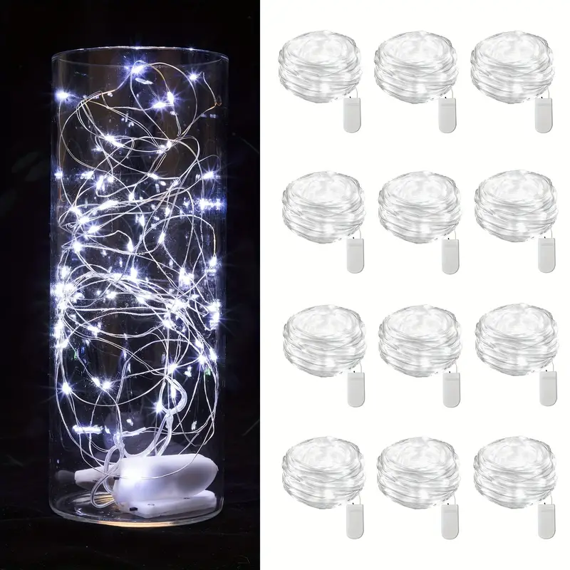 6 12pcs 6 56ft 20led fairy silver wire string lights battery powered mini led string lights for bottles indoor weddings parties gift boxes flower decorations white light warm light details 1