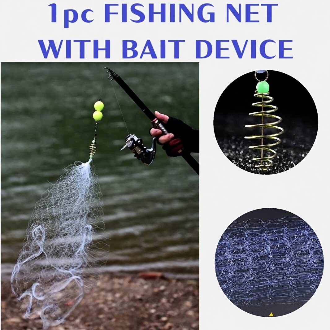 1pc Portable Simple Sea Fishing Net, Throwing Net With Spring Bait Feeder