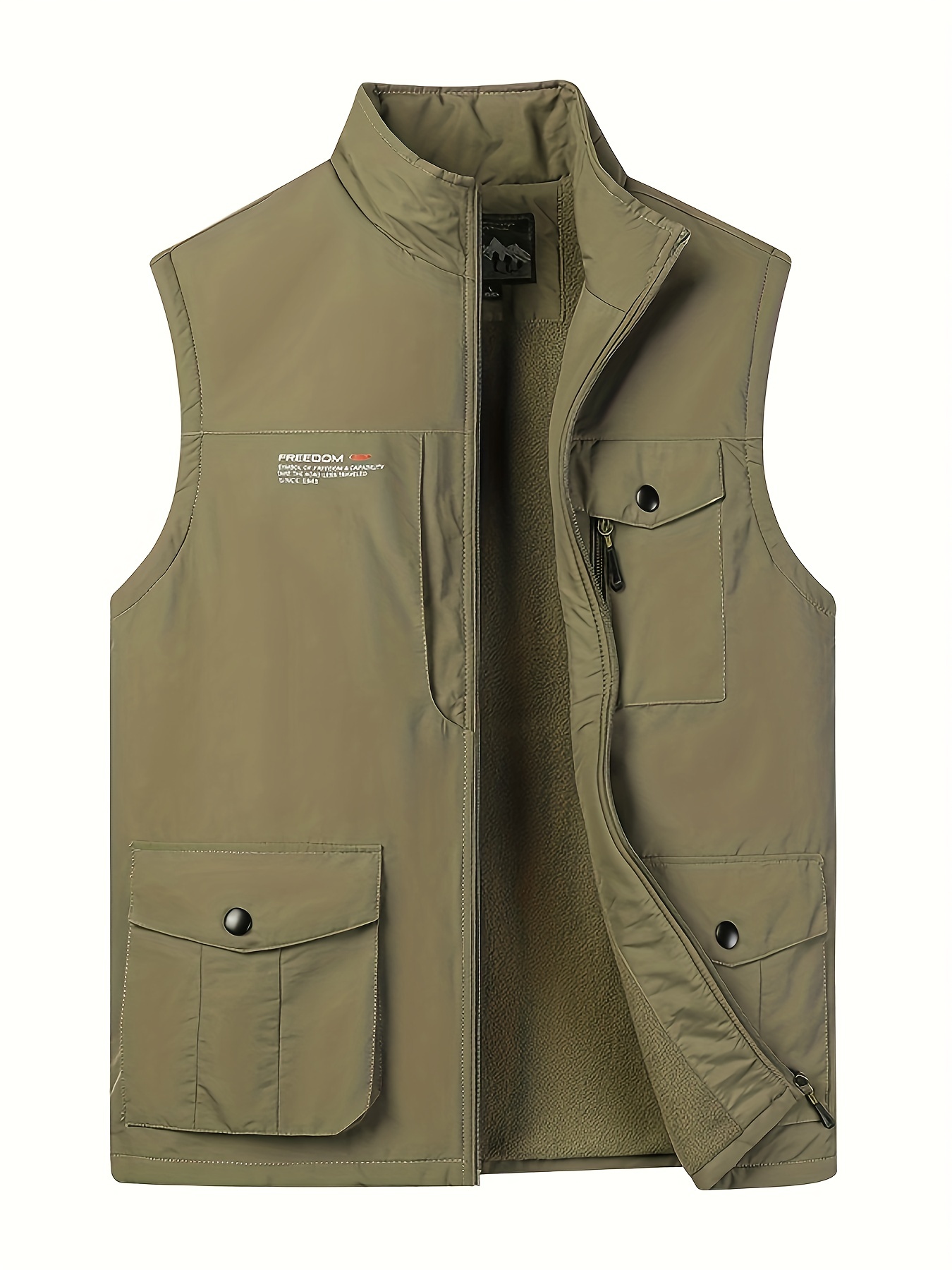 Nylon Men's Multi-pocket Fishing Vest Jacket With Zipper, Outdoor Hiking  Cargo Vest